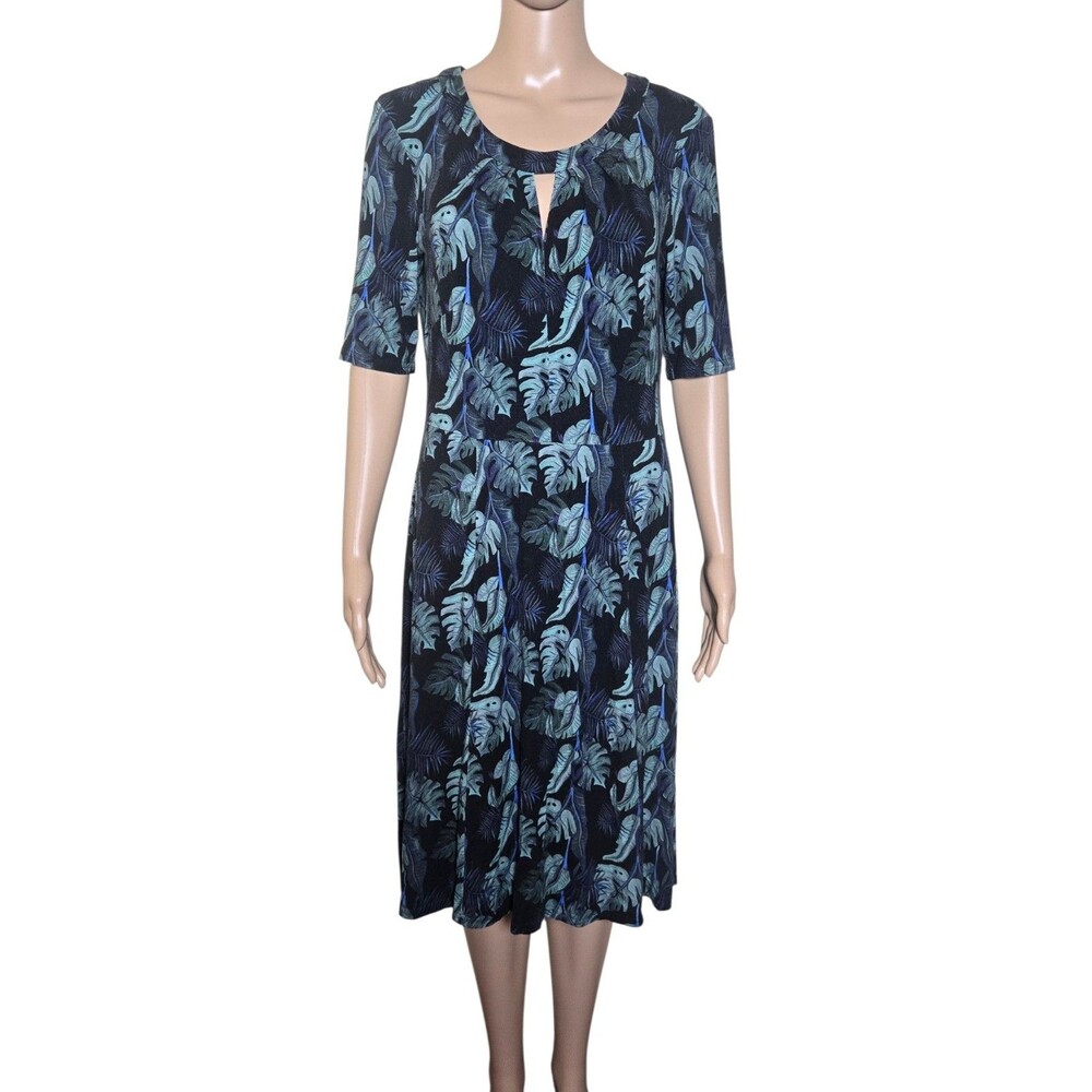 Brora Womens Floral Palm Print Short Sleve Summer Spring Midi Dress Sz 12